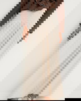 Answear.LAB fusta culoarea bej, maxi, evazati