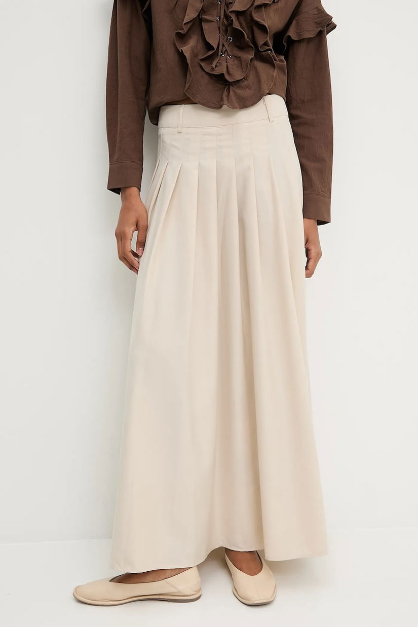 Answear.LAB fusta culoarea bej, maxi, evazati