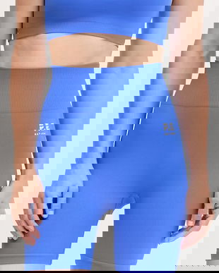 P.E Nation pantaloni scurți de antrenament Restore Seamless culoarea negru, uni, high waist, 243S296