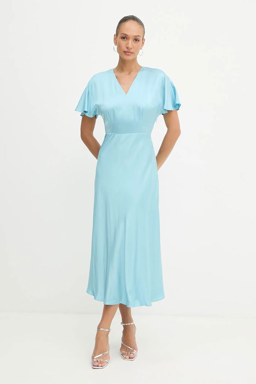 Karl Lagerfeld rochie culoarea bej, maxi, evazati, A3W13029