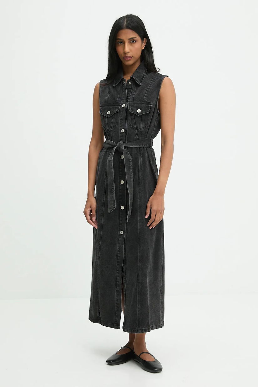 Answear.LAB rochie jeans culoarea negru, maxi, drept