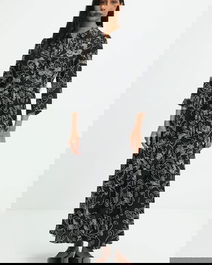 Answear.LAB rochie culoarea negru, maxi, evazati