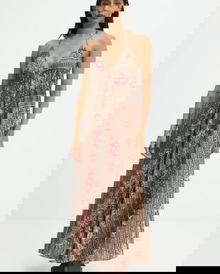 Answear.LAB rochie din bumbac culoarea maro, maxi, evazati