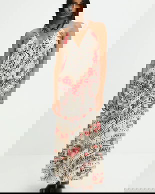 Answear.LAB rochie din bumbac culoarea bej, maxi, evazati