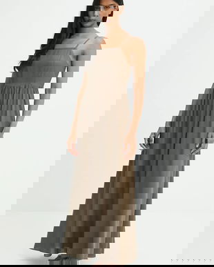 Answear.LAB rochie din in culoarea verde, maxi, evazati