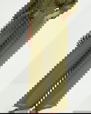 Answear.LAB pantaloni culoarea verde, lat, high waist