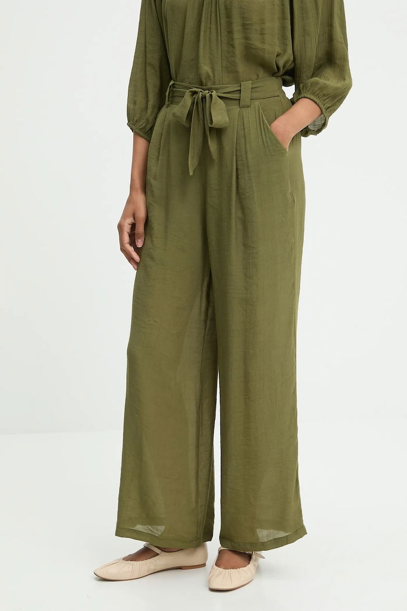 Answear.LAB pantaloni culoarea verde, lat, high waist