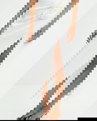 Answear.LAB fusta culoarea alb, maxi, drept