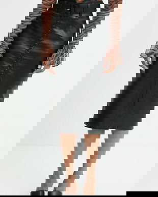 Answear.LAB fusta culoarea negru, midi, creion