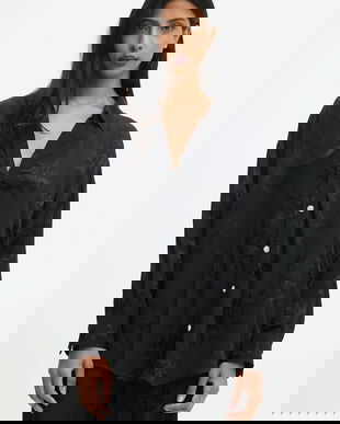 Answear.LAB camasa culoarea negru, cu guler clasic, relaxed