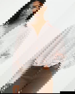 Answear.LAB camasa din bumbac culoarea bej, cu guler clasic, relaxed