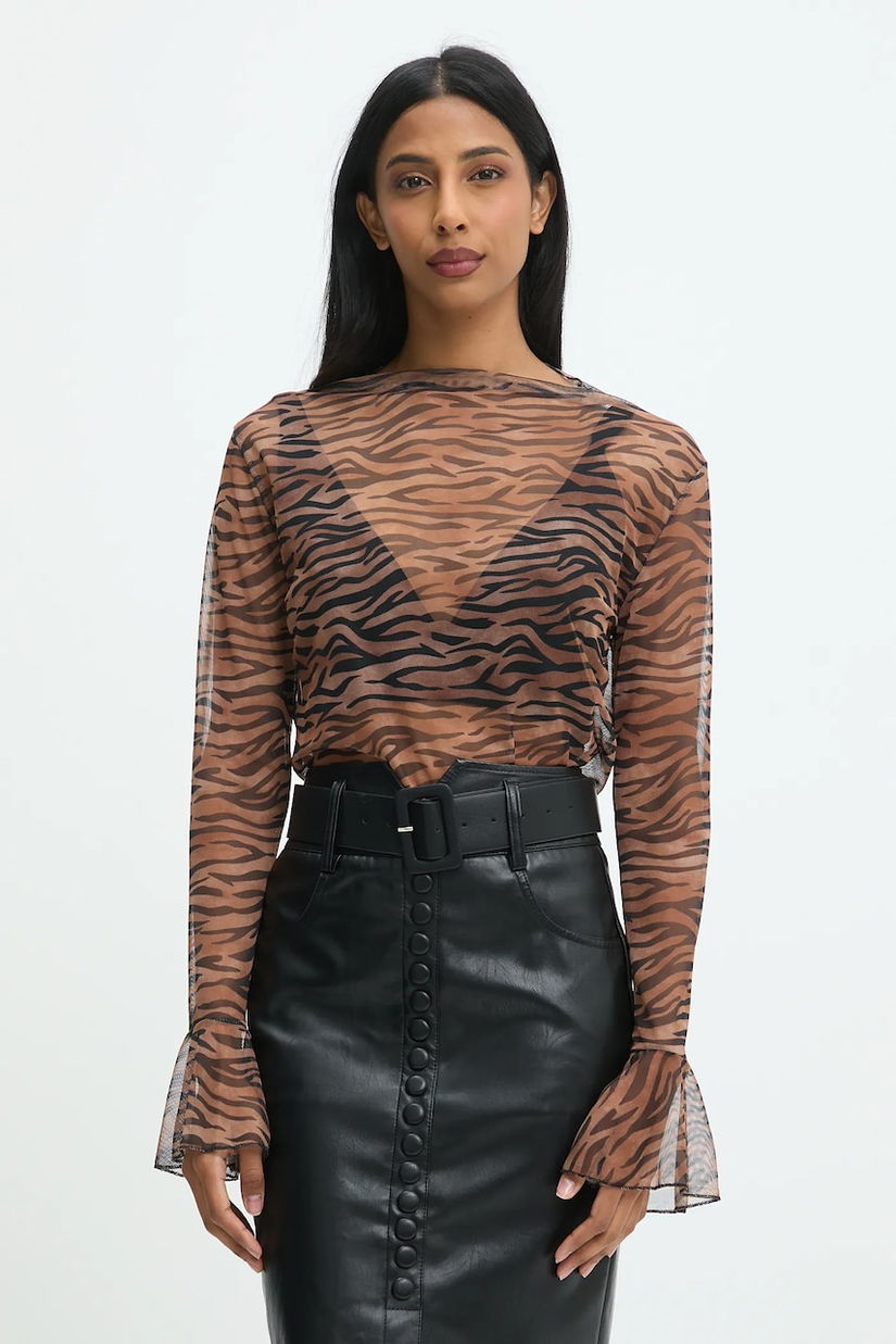 Answear.LAB bluza culoarea maro, modelator