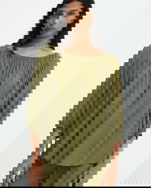 Answear.LAB bluza culoarea verde, neted