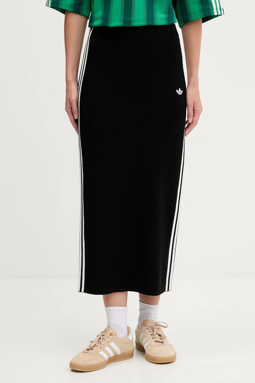 adidas Originals fusta 3-Stripes culoarea negru, midi, creion, JW2661