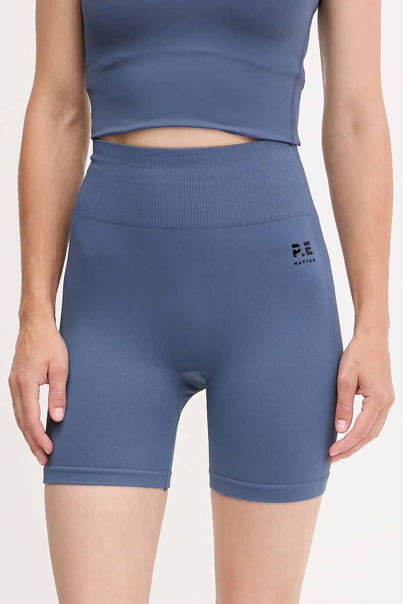 P.E Nation pantaloni scurți de antrenament Restore Seamless culoarea negru, uni, high waist, 243S296