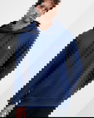 Just Cavalli hanorac de bumbac culoarea bleumarin, cu glugă, uni, 79OAIT06 CF500