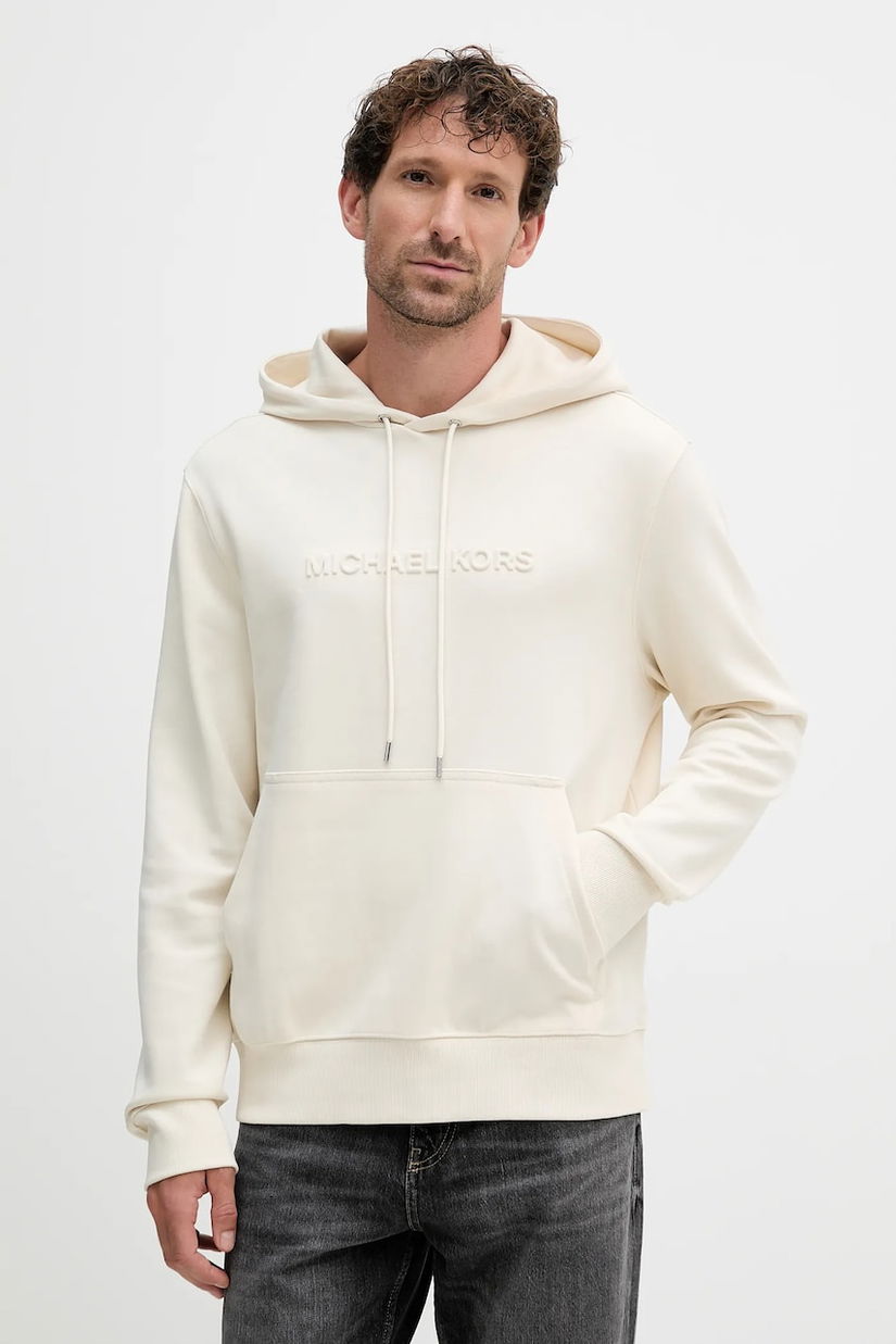 Michael Kors bluză culoarea gri, cu glugă, cu imprimeu, CR552G25MF