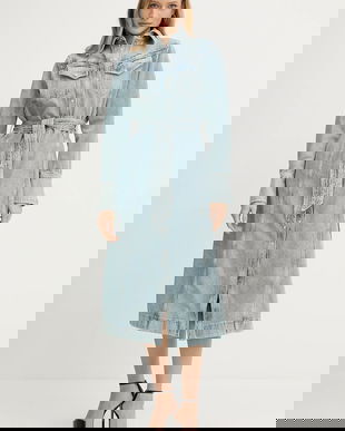 BOSS Orange rochie jeans midi, drept, 50546068