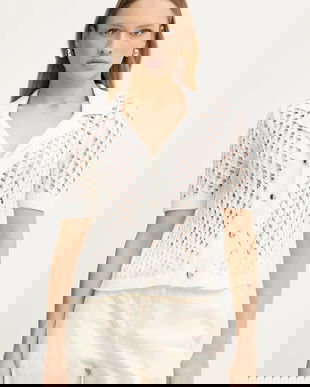 Morgan cardigan din bumbac culoarea bej, light, MLOU