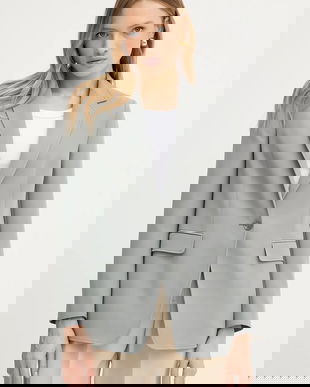 BOSS Orange sacou culoarea gri, un singur rand de nasturi, uni, 50545586