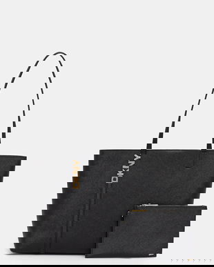 Dkny poșetă de piele culoarea negru, R52AKG54