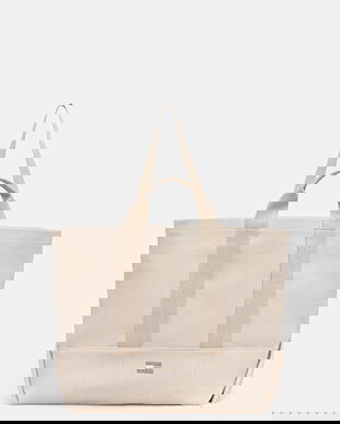 Tommy Jeans geantă de bumbac culoarea bej, AW0AW17542