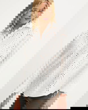 Answear.LAB bluza din bumbac culoarea alb, cu imprimeu