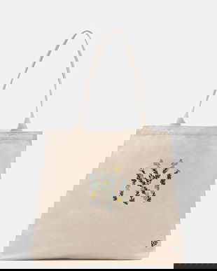 New Era geantă de bumbac culoarea bej, 60667101