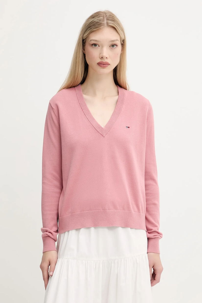 Tommy Jeans pulover de bumbac culoarea galben, light, DW0DW19888