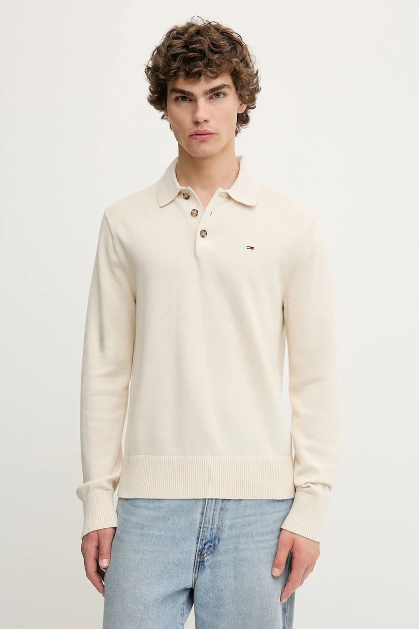 Tommy Jeans pulover de bumbac culoarea gri, DM0DM20304