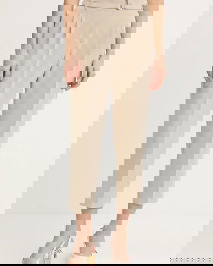 BOSS pantaloni culoarea roz, drept, high waist