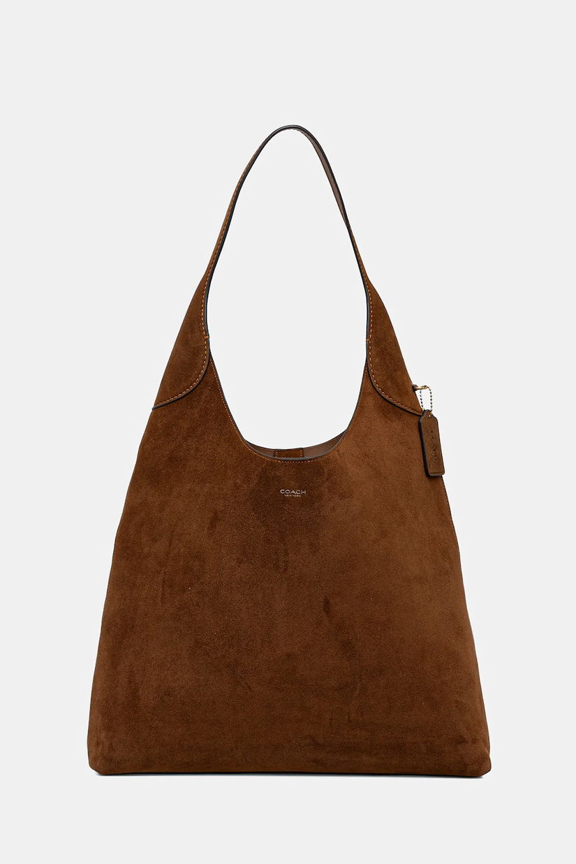 Coach geantă de mână din piele întoarsă Brooklyn culoarea verde, CW636