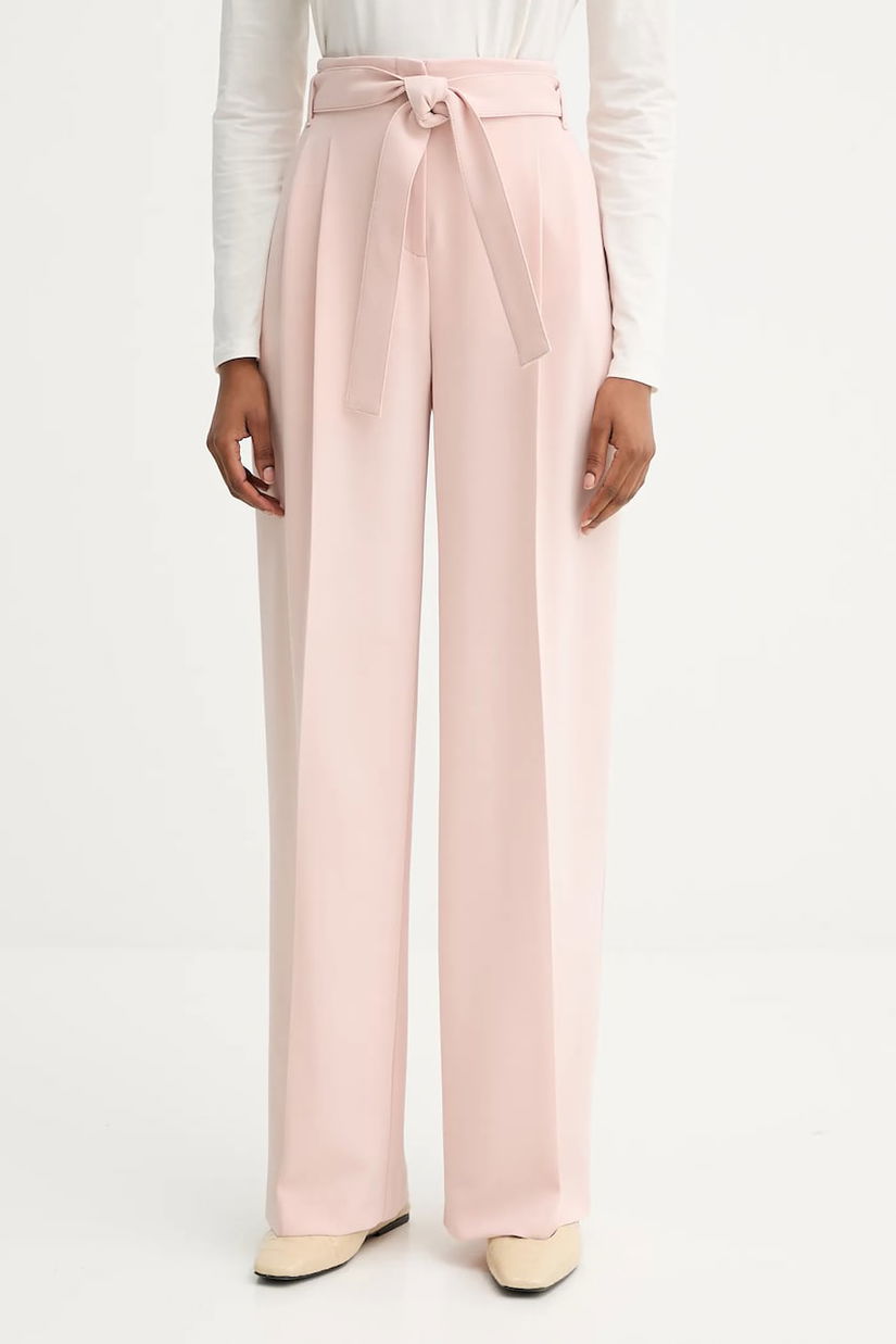 BOSS pantaloni culoarea negru, drept, high waist, 50479405