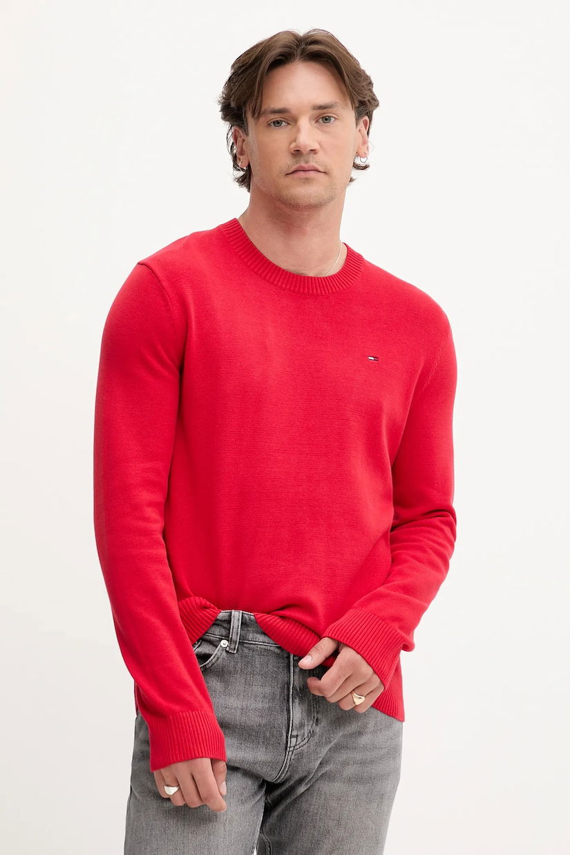 Tommy Jeans pulover de bumbac culoarea bordo, DM0DM18895