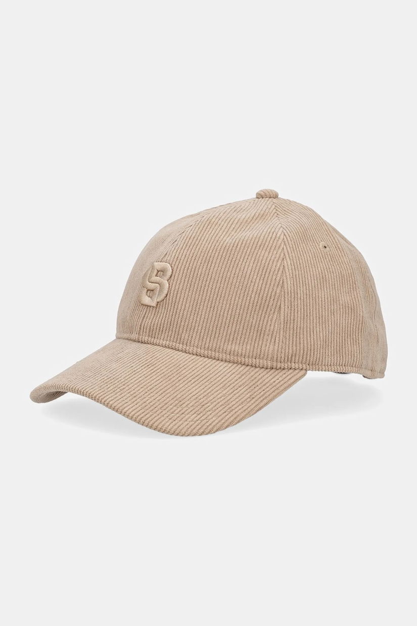 BOSS șapcă de baseball velur culoarea bej, cu imprimeu, 50544419