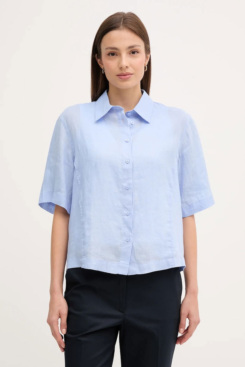 Sisley cămașă de in cu guler clasic, relaxed, 5BMLLQ08U