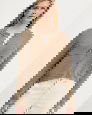 MICHAEL Michael Kors cardigan din lână culoarea bej, călduros, MT561BDF2G