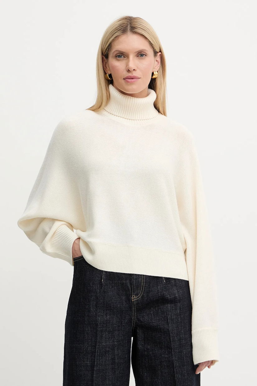 MICHAEL Michael Kors pulover de lână culoarea bej, cu guler, MT5617UF2G