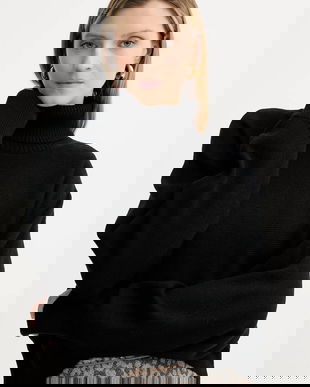 MICHAEL Michael Kors pulover de lână culoarea negru, cu guler, MT5617UF2G