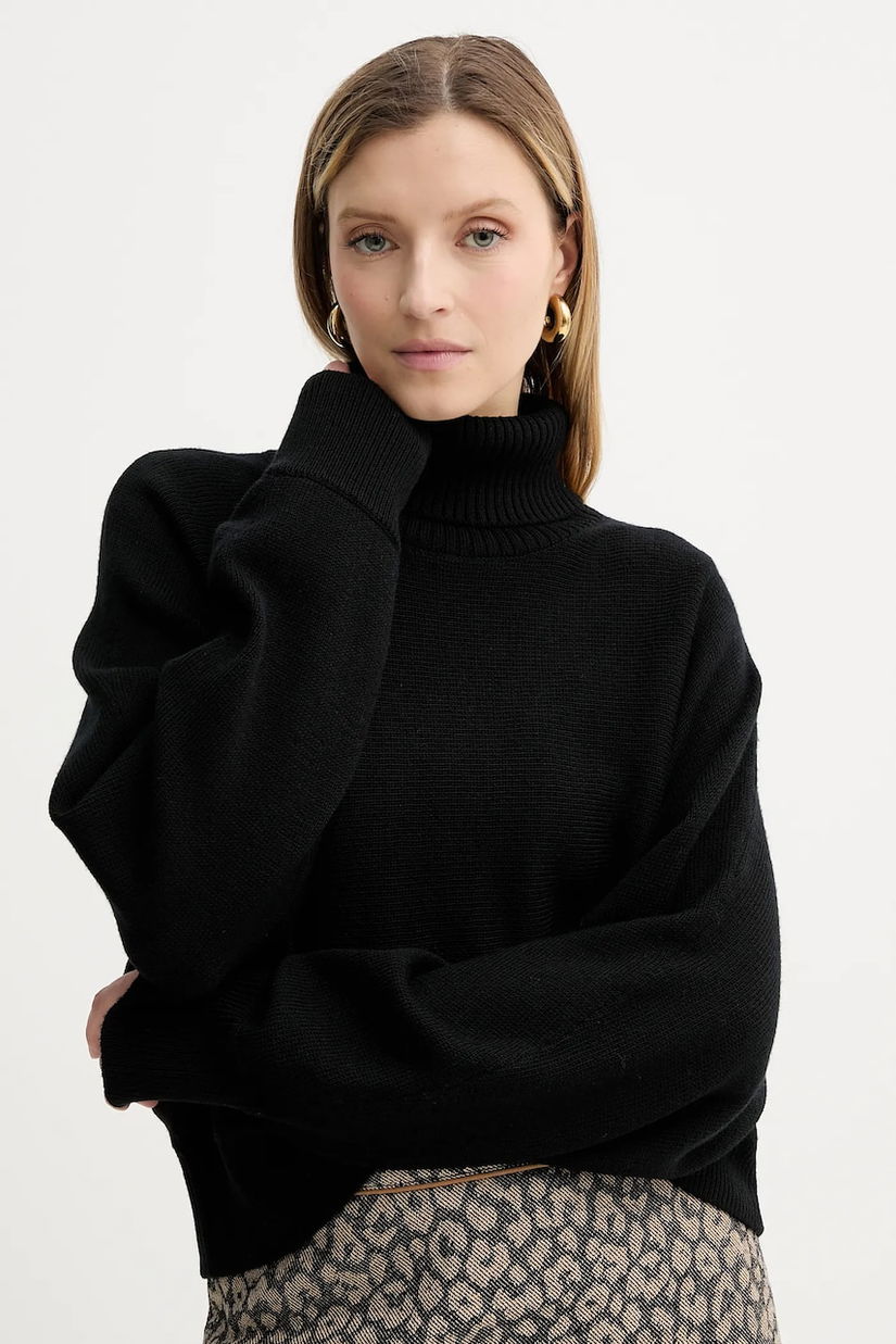MICHAEL Michael Kors pulover de lână culoarea negru, cu guler, MT5617UF2G