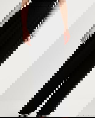 MICHAEL Michael Kors pantaloni culoarea negru, lat, high waist, MR530RCENX