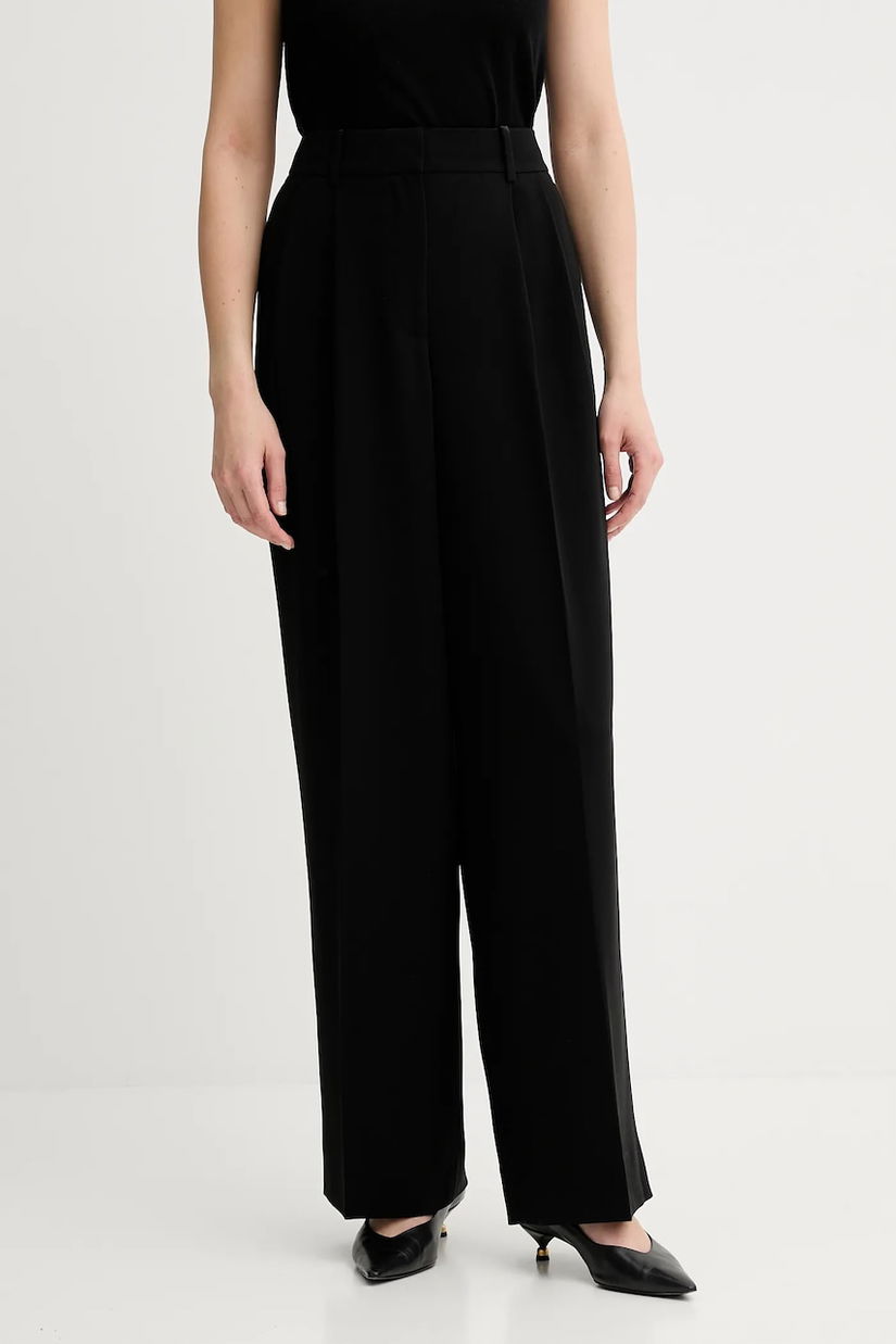 MICHAEL Michael Kors pantaloni culoarea negru, lat, high waist, MR530RCENX