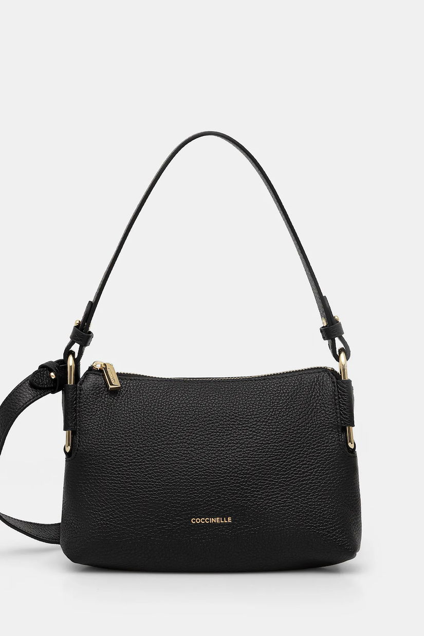 Coccinelle poșetă de piele REBEKKA culoarea negru, E5.T95.52.01.01