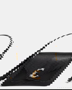 Coccinelle poșetă de piele COCCINELLE C-ME BIMATERI. culoarea negru, E1.T1R.18.02.01