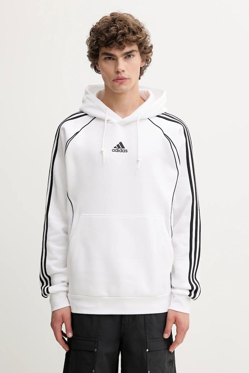 adidas Originals bluză Teamgeist culoarea alb, cu glugă, cu imprimeu, JY6393