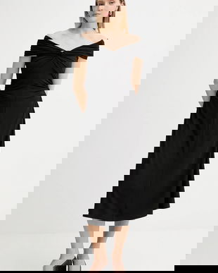 MICHAEL Michael Kors rochie culoarea negru, midi, evazați, MT5831DH69