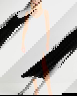 MICHAEL Michael Kors rochie culoarea negru, midi, evazați, MT583467R3