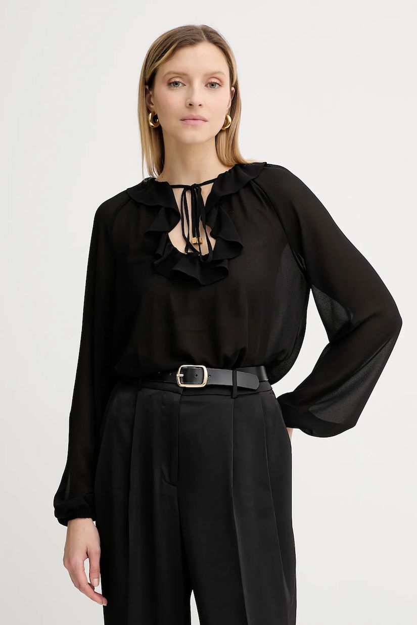 MICHAEL Michael Kors bluză culoarea negru, uni, MT541DQ7R3