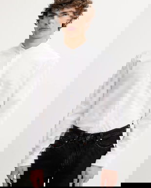 Marc O'Polo cămașă din bumbac culoarea alb, cu guler stand-up, regular, 526731142308