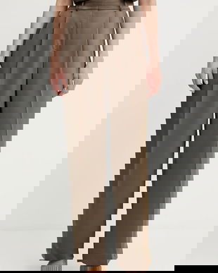 MICHAEL Michael Kors pantaloni culoarea verde, drept, high waist, MT530VRAYJ